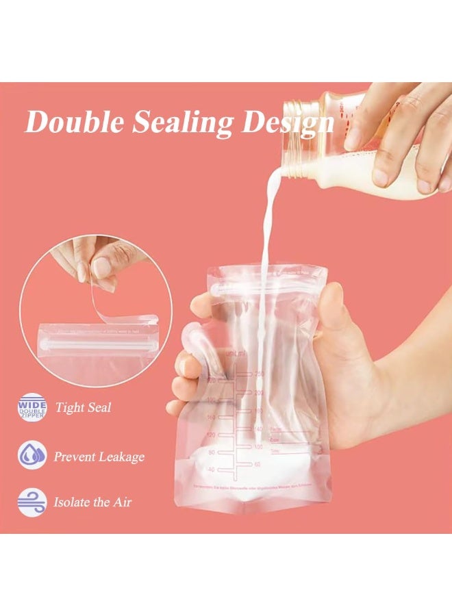 Kingone 120pcs Breast Milk Storage Bags, 250ml Self Standing Freezer Bags, Leak Proof Breastmilk Bags for Breastfeeding Moms, BPA Free - Image 3